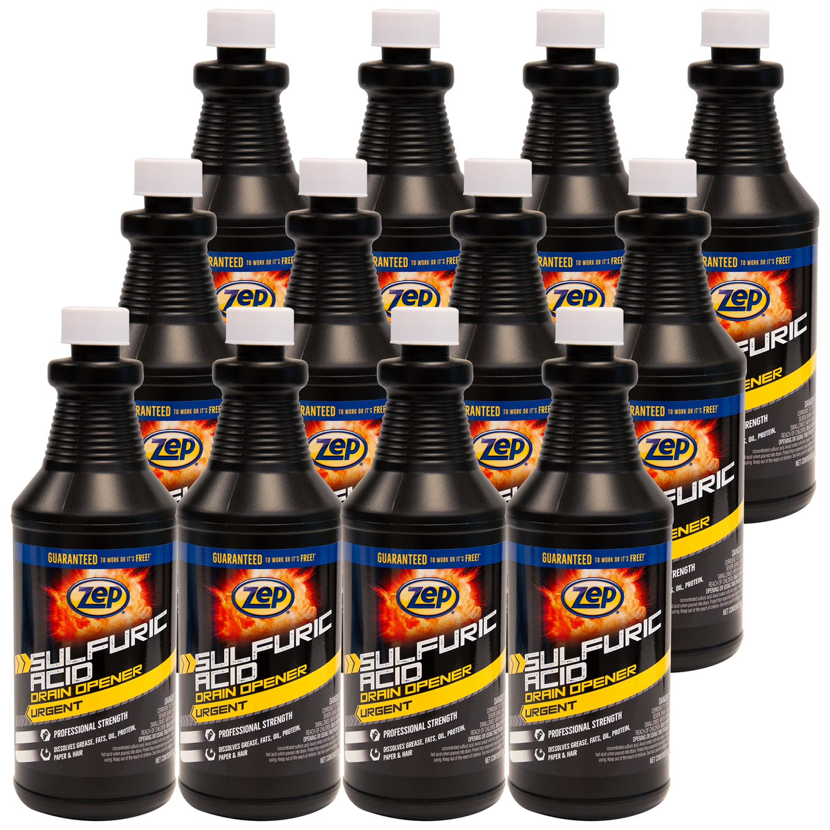 Zep Sulfuric Acid Drain Opener - 32 oz (Case of 12) ZUSADO32 - Professional Strength Drain Cleaner