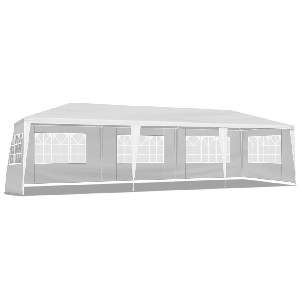 10'x30' Outdoor Party Tent with 8 Removable Sidewalls, Waterproof Canopy Patio Wedding Gazebo, White