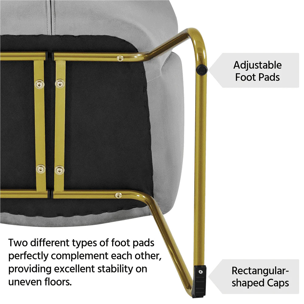 SmileMart Glam Velvet Accent Chair with Golden Metal Legs, Gray