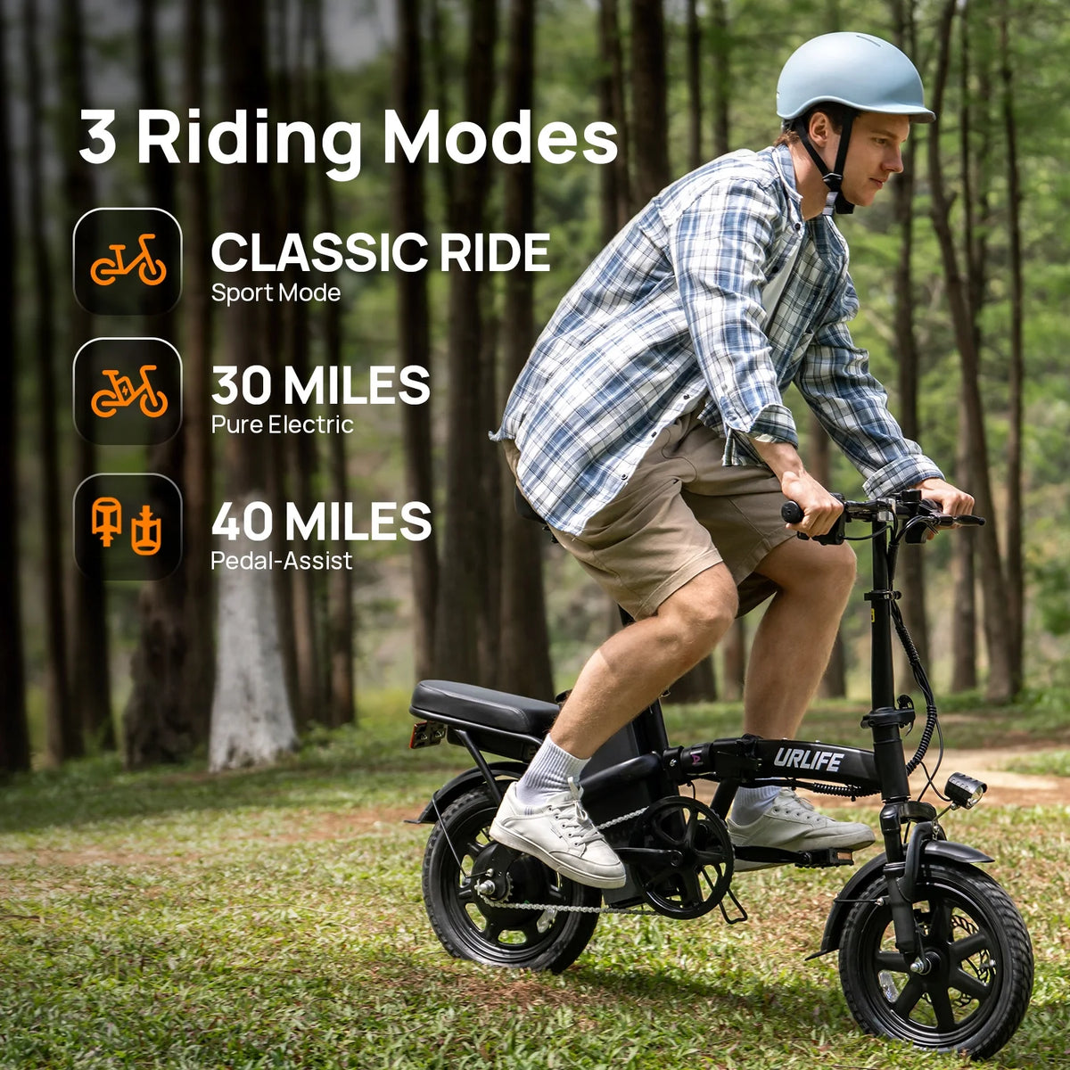 URLIFE 14"Folding Electric Bike for Adults,500W Peak Motor,48V 7.5AH Removable Battery,Mini Ebike for Adults City Commuter,UL2849,Black