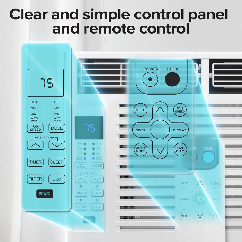 KISSAIR 10,000 BTU U Shaped Window Air Conditioner with Remove Control , for Room AC Unit 6 Modes &3 Fan Modes , Cools up to 450 Sq. Ft