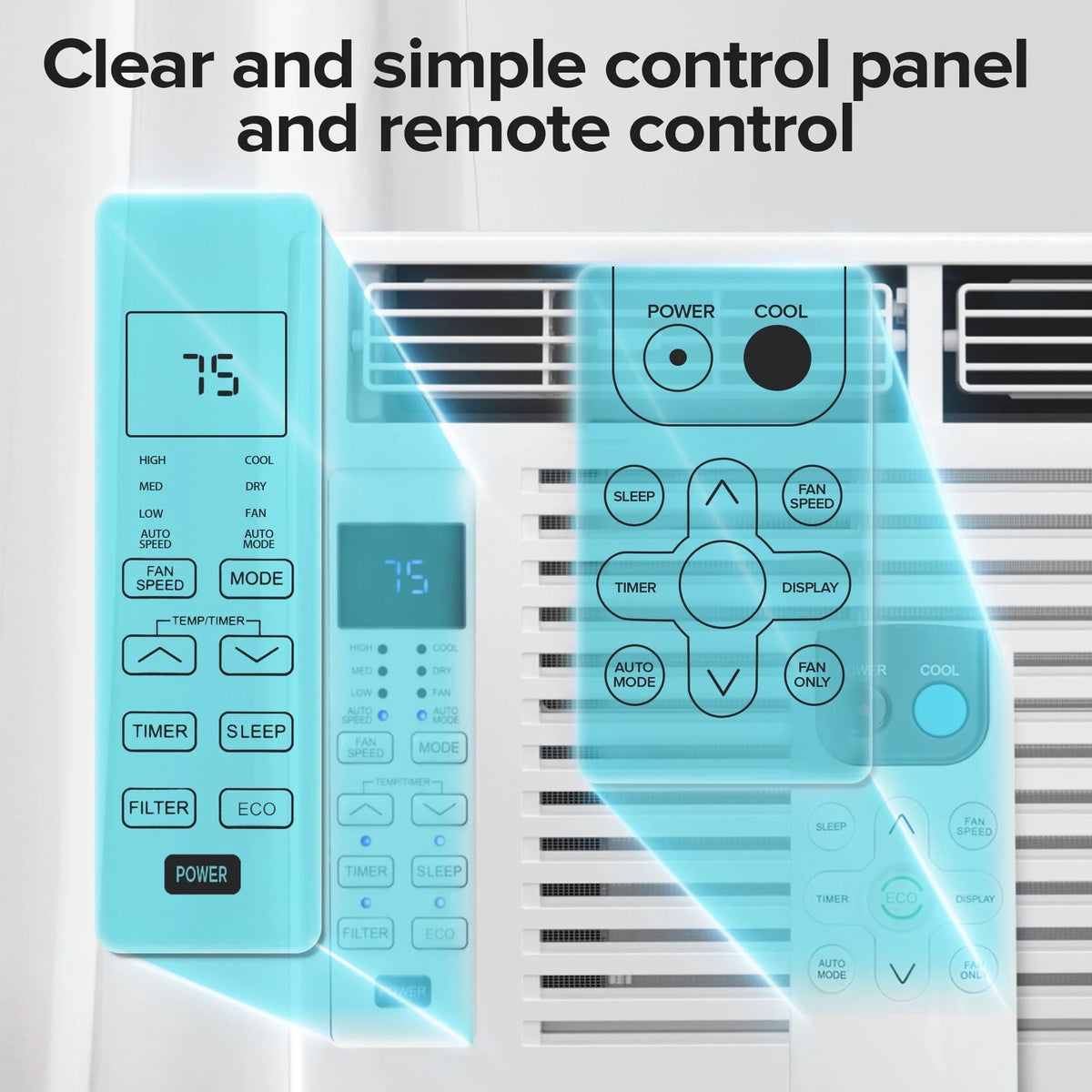 KISSAIR 10,000 BTU U Shaped Window Air Conditioner with Remove Control , for Room AC Unit 6 Modes &3 Fan Modes , Cools up to 450 Sq. Ft