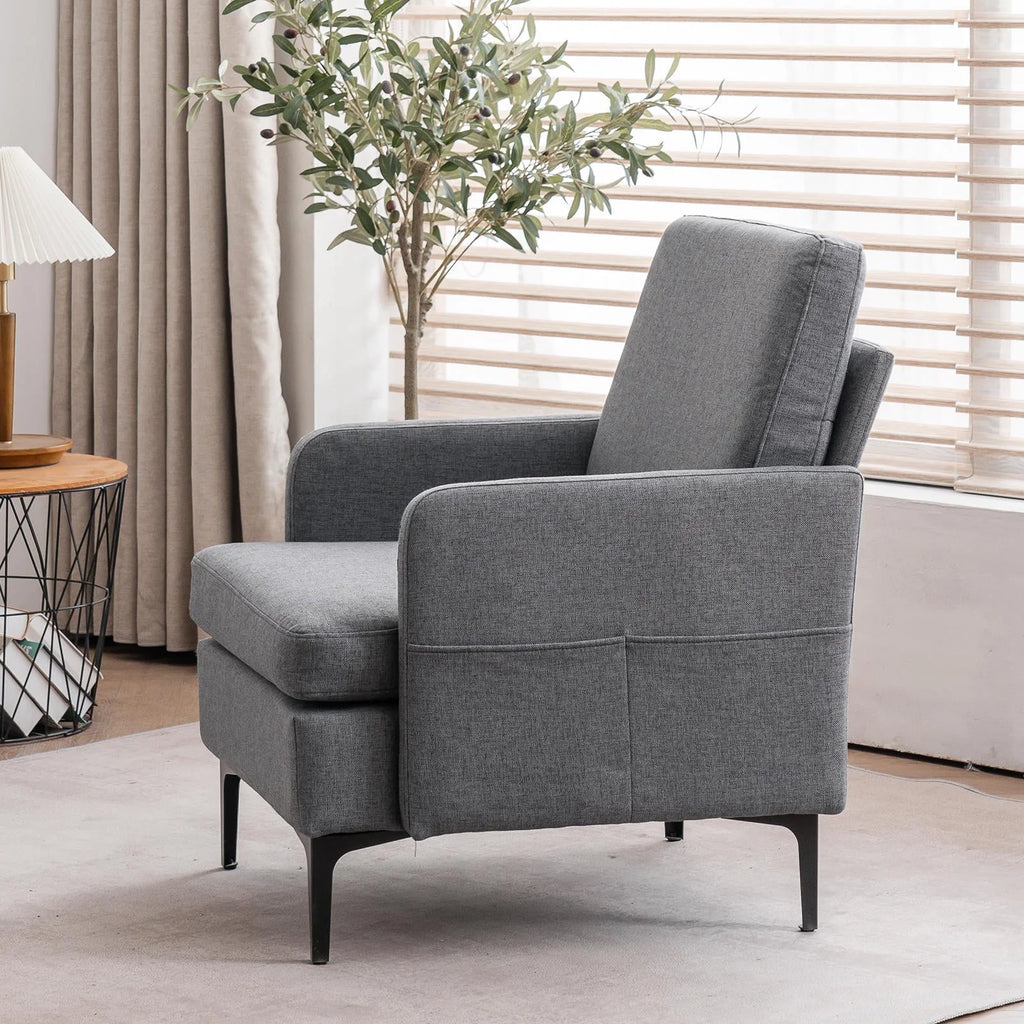 Ktaxon Fabric Accent Chair, Reading Armchair with Removable Cushion, Single Sofa with Extra Seat Depth for Living Room Bedroom Black
