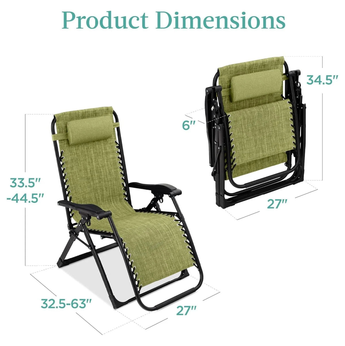 Oversized Chair, Folding Outdoor Patio Recliner, XL Anti Gravity Lounger w/Removable Cushion, Cup Holder, Side Tray, 350lb Capacity - Taupe