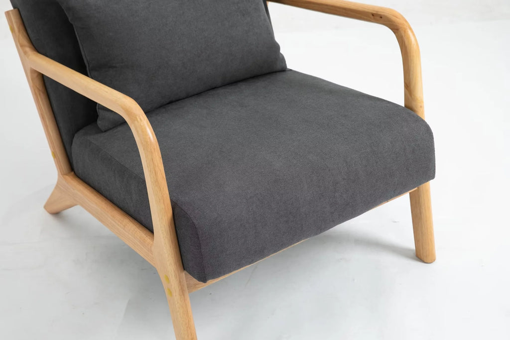 Modern Accent Chair, Upholstered Armchair with Wood Frame, Bronzing Cloth Single Sofa Chair with Lumbar Pillow for Living Room Bedroom Apartment, Orange