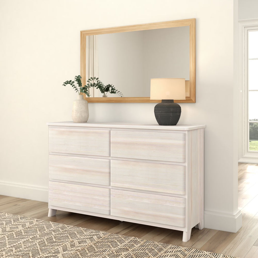 Plank+Beam Solid Wood Farmhouse 6 Drawer Dresser, Barnwood Brown
