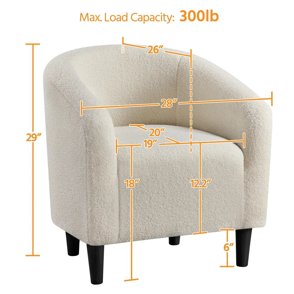 Alden Design Upholstered Barrel Accent Chair for Livingroom, Yellow Velvet