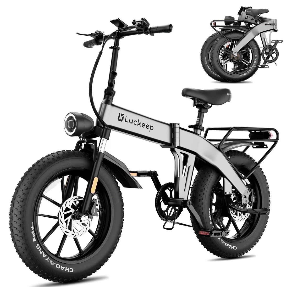 Luckeep X1 Lite Foldable Electric Bike for Adults 1500W Peak Motor,720WH Removable Battery,28MPH 60 Miles Long Range,20"*4" Fat Tire All-Terrain E-bike with Front Suspension,Mountain Electric Bicycle
