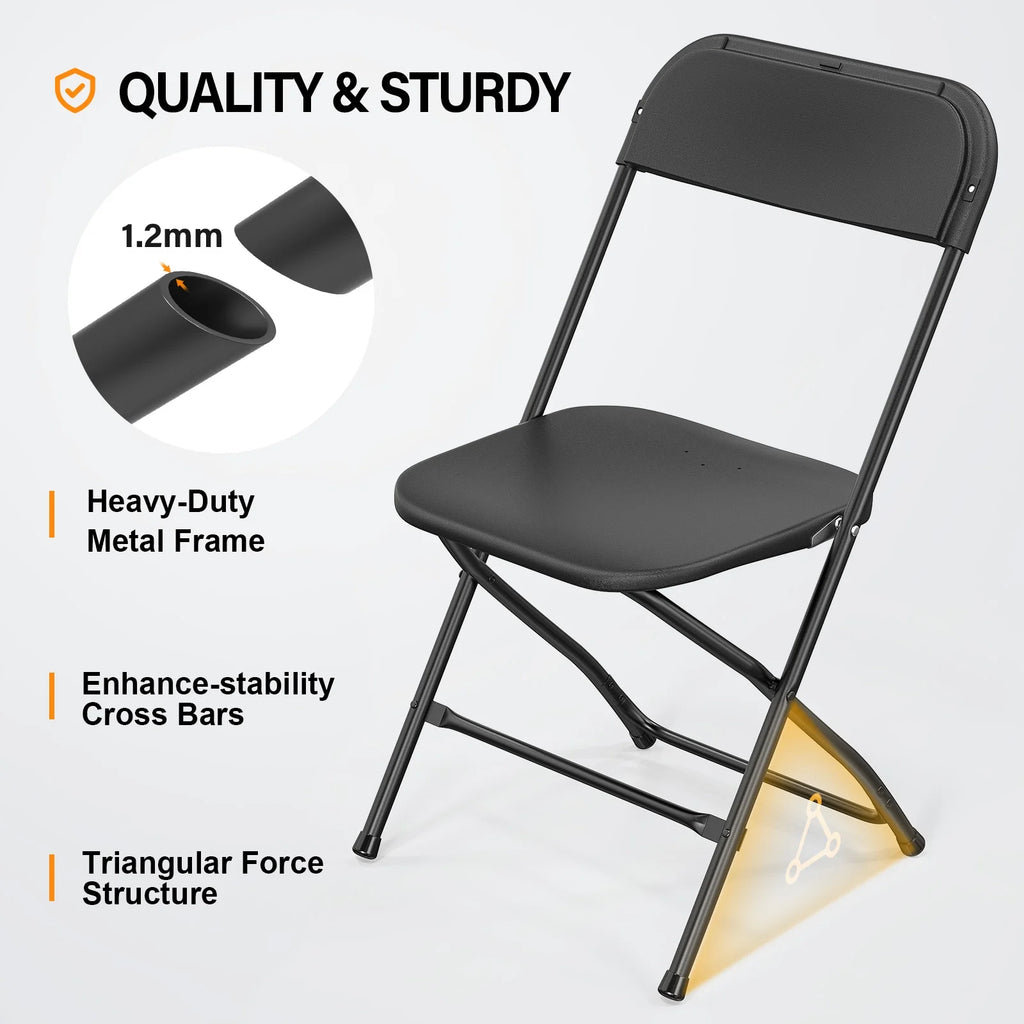 JOYMOR 10 Pack White Plastic Folding Chair, Indoor Outdoor Stackable Seat