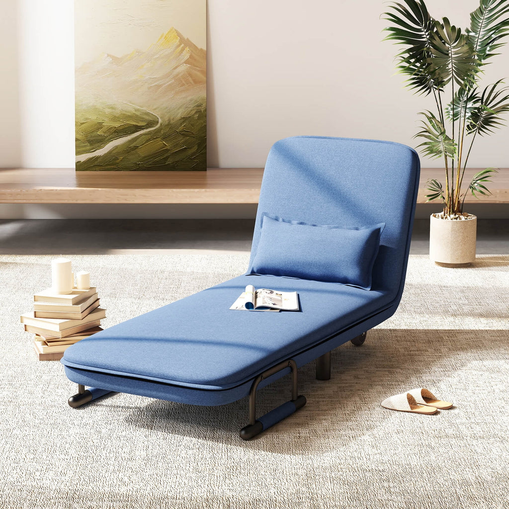 Costway 3-in-1 Convertible Sofa Bed with 5-Position Adjustable Backrest & Lumbar Pillow Brown