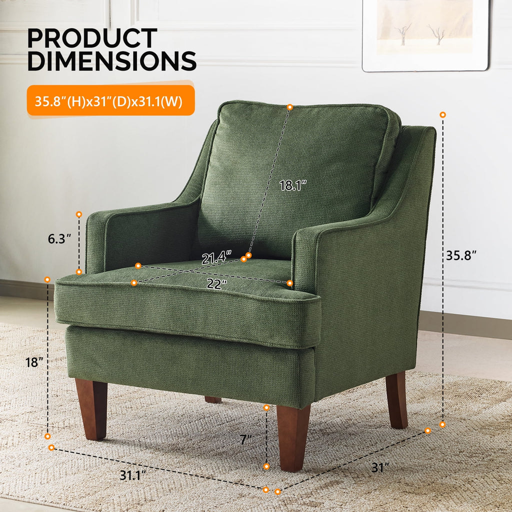 Ktaxon Fabric Accent Chair, Reading Armchair with Removable Cushion, Single Sofa with Extra Seat Depth for Living Room Bedroom Black