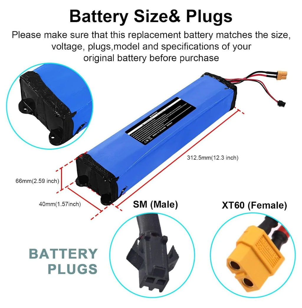 36V 7500mAh Electric Scooter Replacement Battery Pack Compatible for /KS4 Electric Scooter,with Screw Holes at The Bottom and top of The Battery,270Wh-Size:12.3 * 2.59 * 1.57 Inch