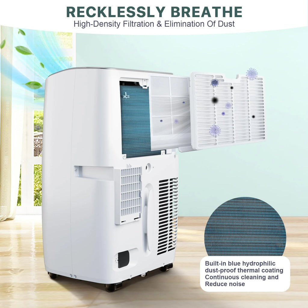 TROPOW Portable Room Air Conditionerss, 12,000 BTU Portable AC Unit with Multi-Speed Fan, Dehumidifier Mode, Easy-to-Clean Washable Filter,White