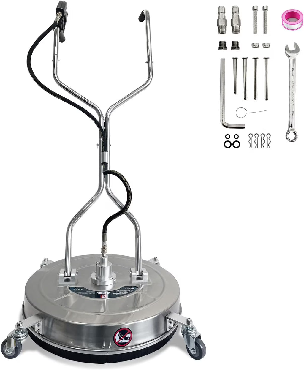 Garvee 24" Pressure Washer Surface Cleaner with Dual Handles Stainless Steel, 4-Wheel Design for Driveways, Sidewalks, Curbs, Decks, & Patios 4900 PSI, High-Efficiency Cleaning Accessory