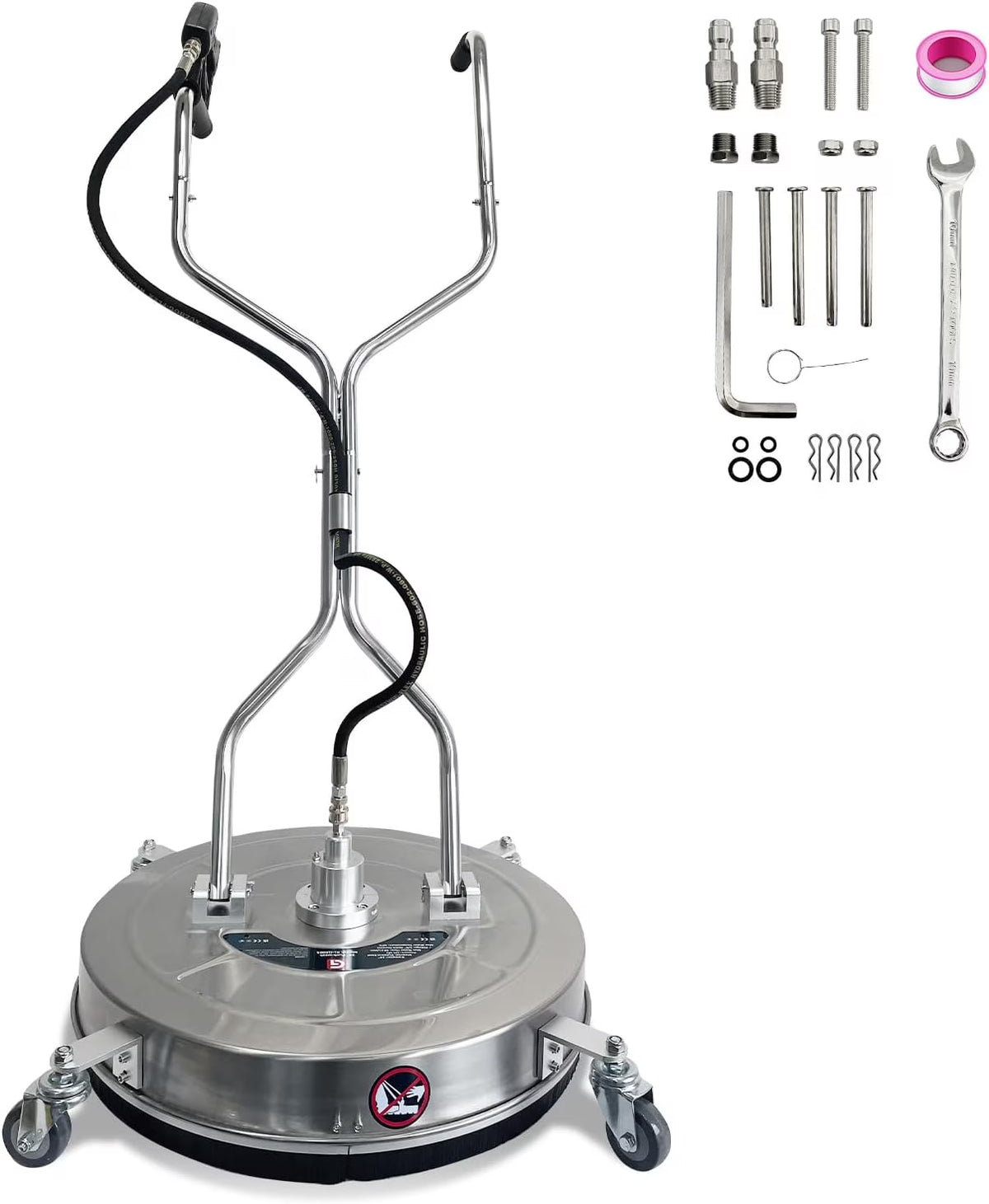 Garvee 24" Pressure Washer Surface Cleaner with Dual Handles Stainless Steel, 4-Wheel Design for Driveways, Sidewalks, Curbs, Decks, & Patios 4900 PSI, High-Efficiency Cleaning Accessory