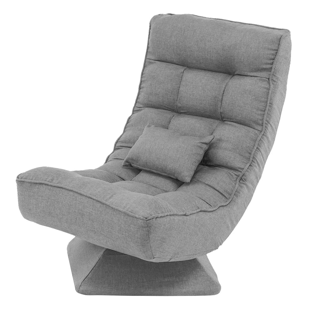Costway 360 Swivel Floor Chair 5-Level Adjustable Lazy Chair w/ Massage Pillow Black