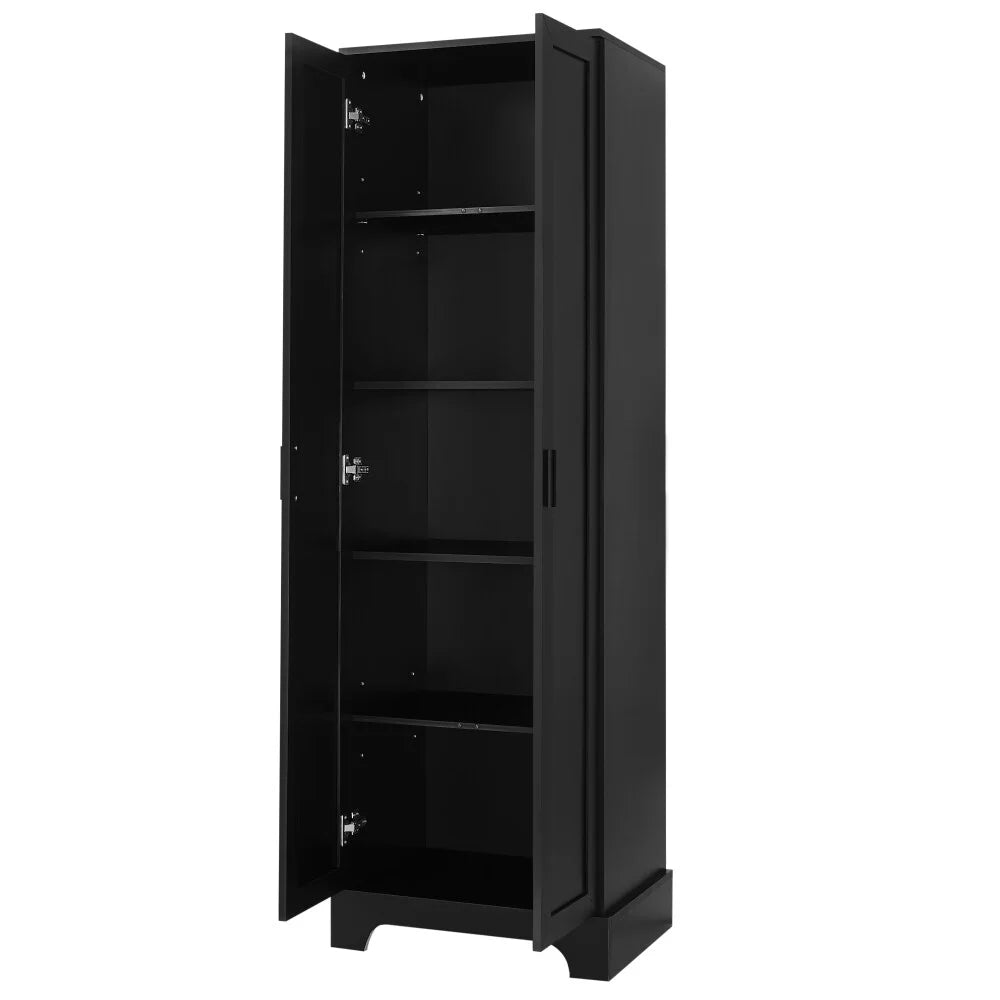 22'' Double Door Storage Cabinet with Adjustable Shelves, High Quality Bathroom Cabinet with  MDF Material, for Living room, Bathroom, Black