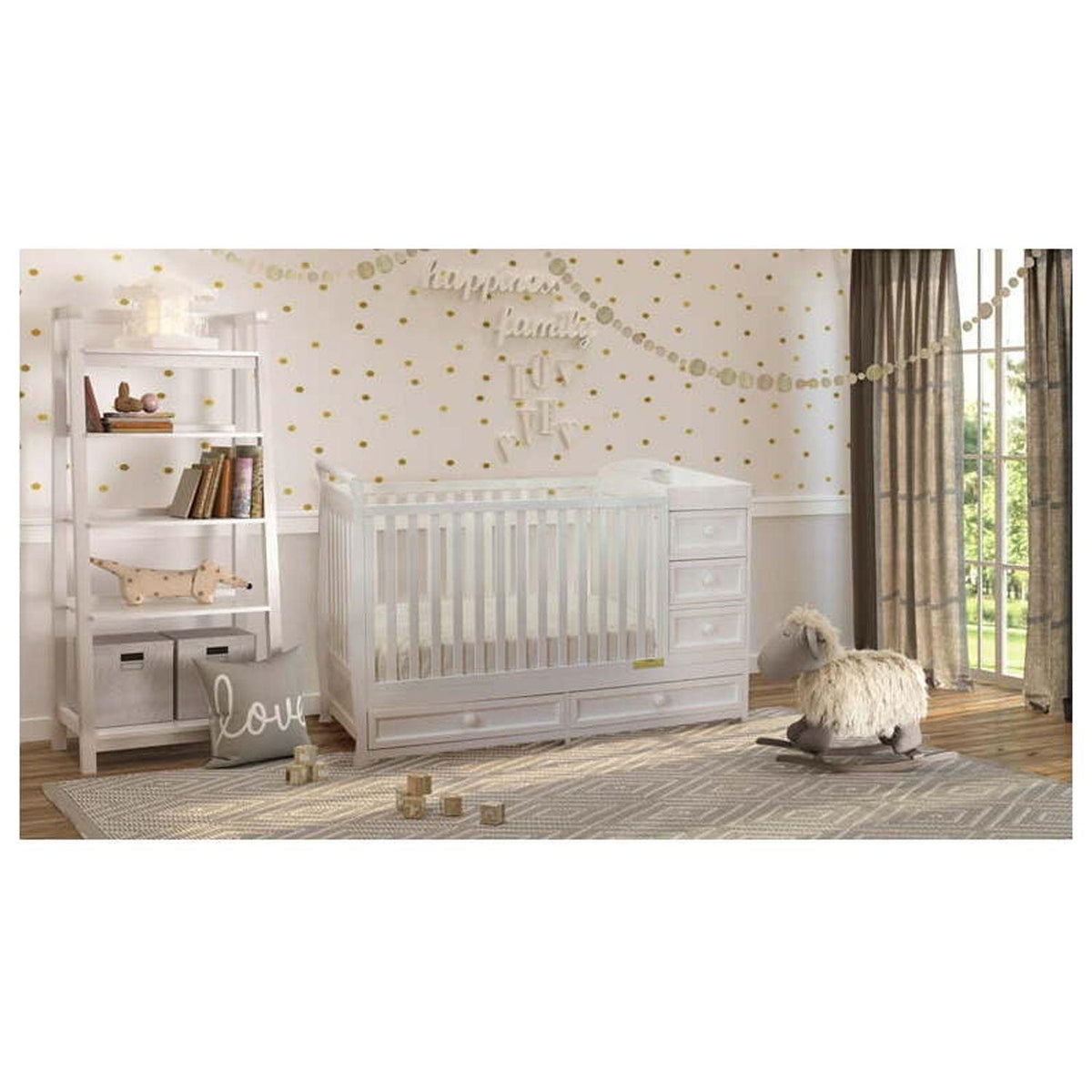 AFG Daphne 2 in 1 Convertible Crib and Changer White