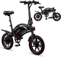 D DYU 14" Folding Electric Bike for Adults Teens, 15.5MPH Cruiser E Bike, 250W 36V/10AH, Pedal-Assist, Step-Through Frame Electric Commuter Bike, Complies to UL2849