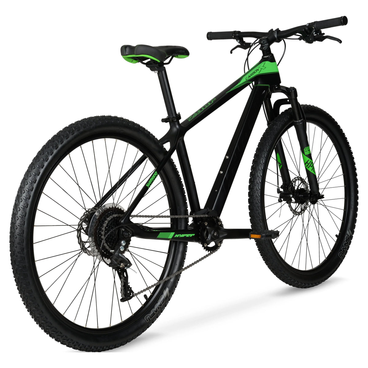 Hyper 29" Carbon Fiber Men's Mountain Bike, Black/Green