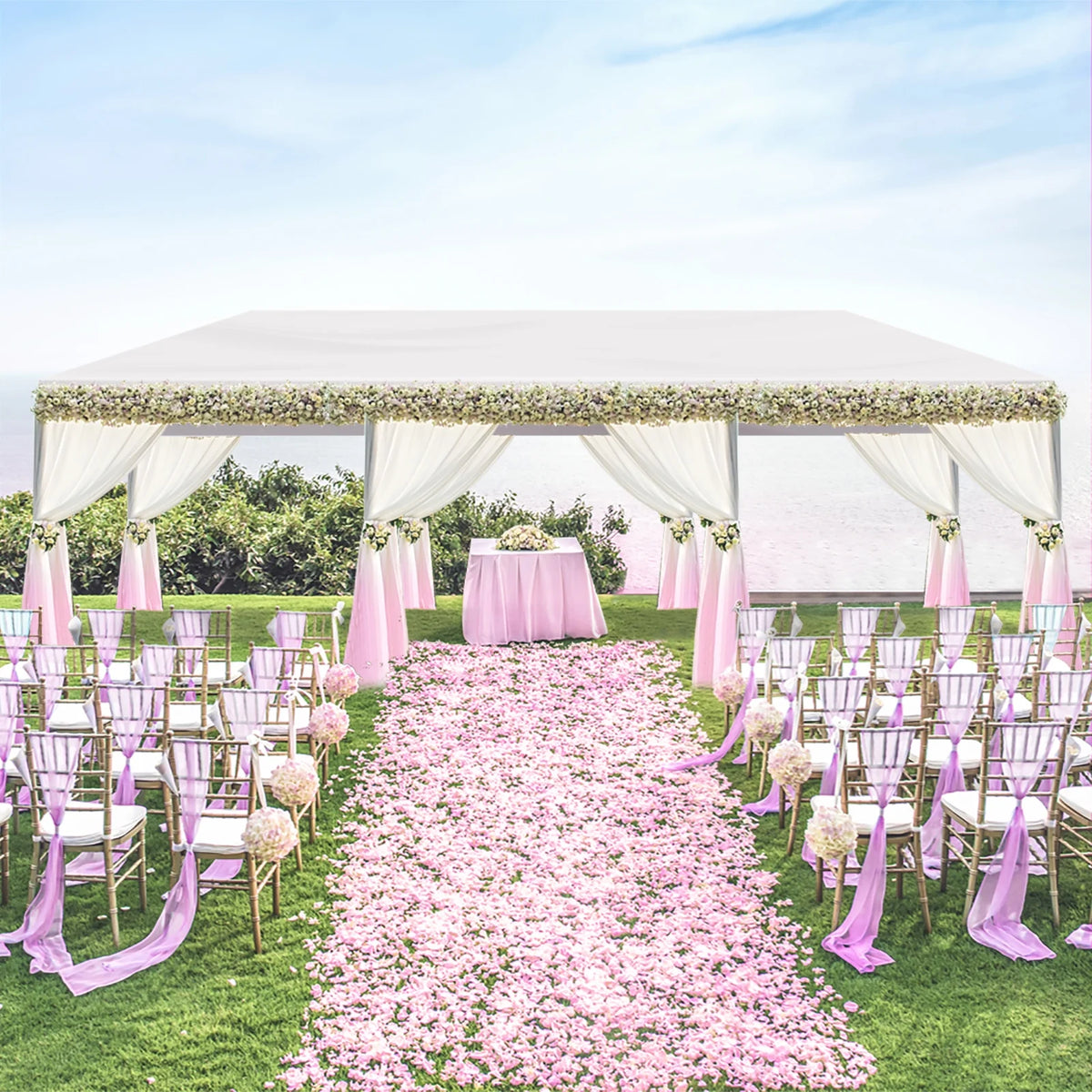 10'x30' Outdoor Party Tent with 8 Removable Sidewalls, Waterproof Canopy Patio Wedding Gazebo, White