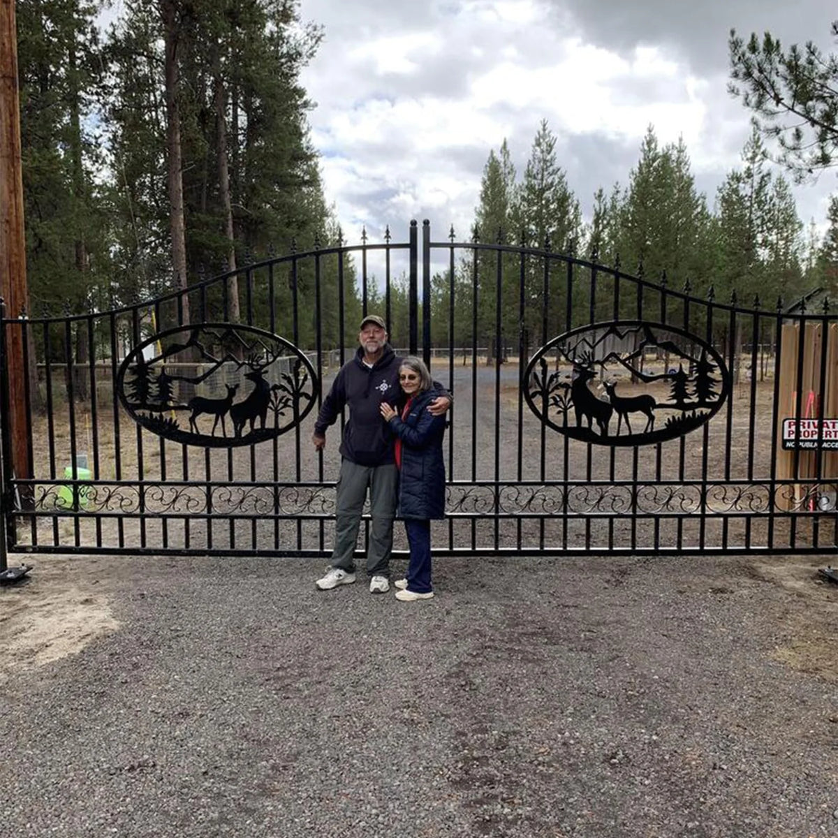 Outdoor Dual Swing Wrought Iron Gate for Driveway, Security Gate, Outdoor Fence Gate, Vienna Style for Yard, Backyard Patio 20'Star