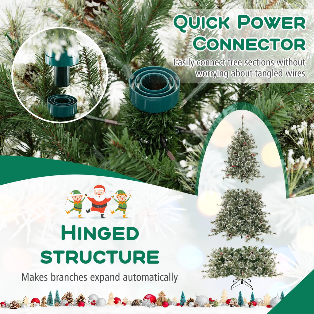 Costway 9 FT Artificial Christmas Tree with  360 Quick Power Connector 1714 Pine Needles