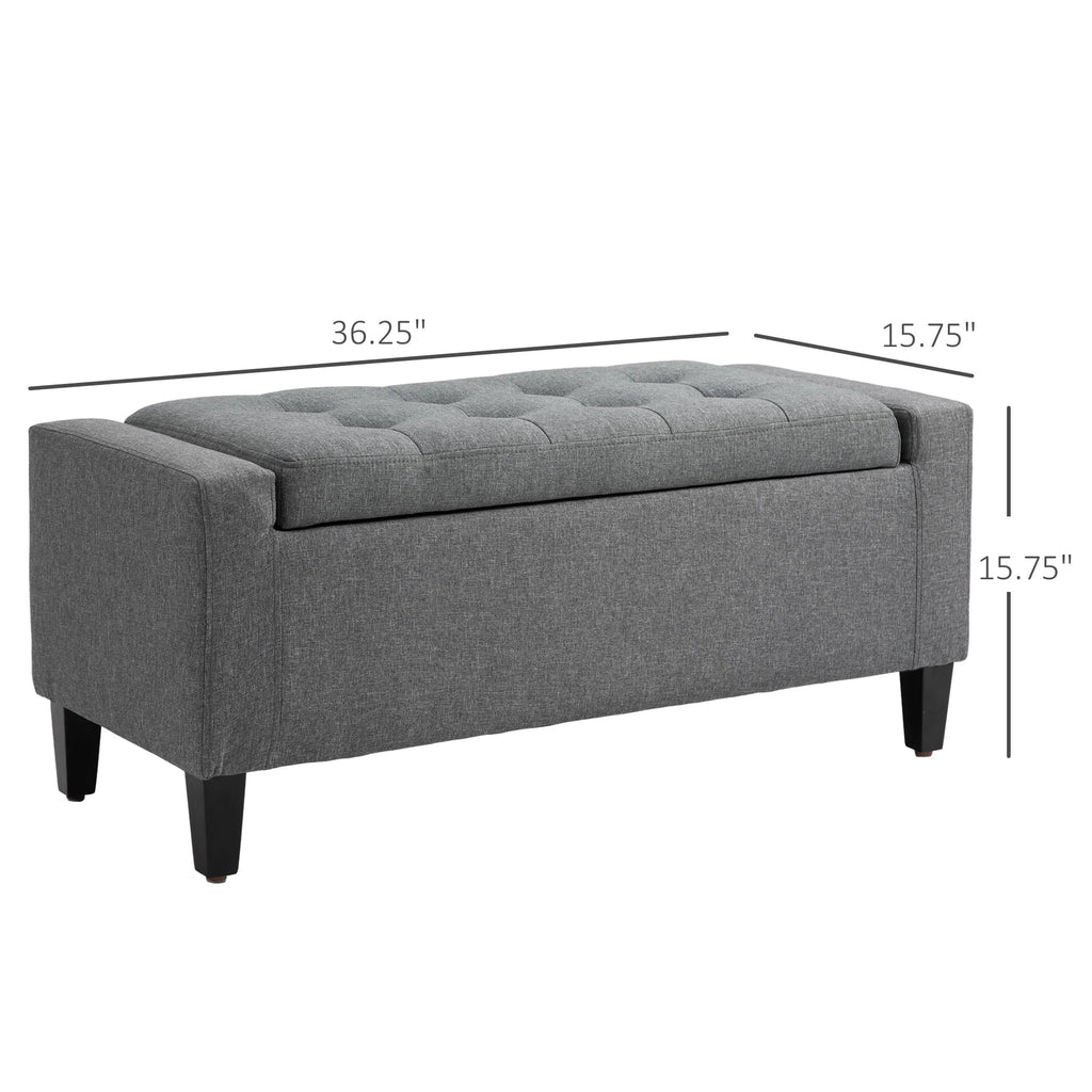 HOMCOM Linen Storage Ottoman Bench Storage Chest Tufted Ottoman Cube with Flipping Top