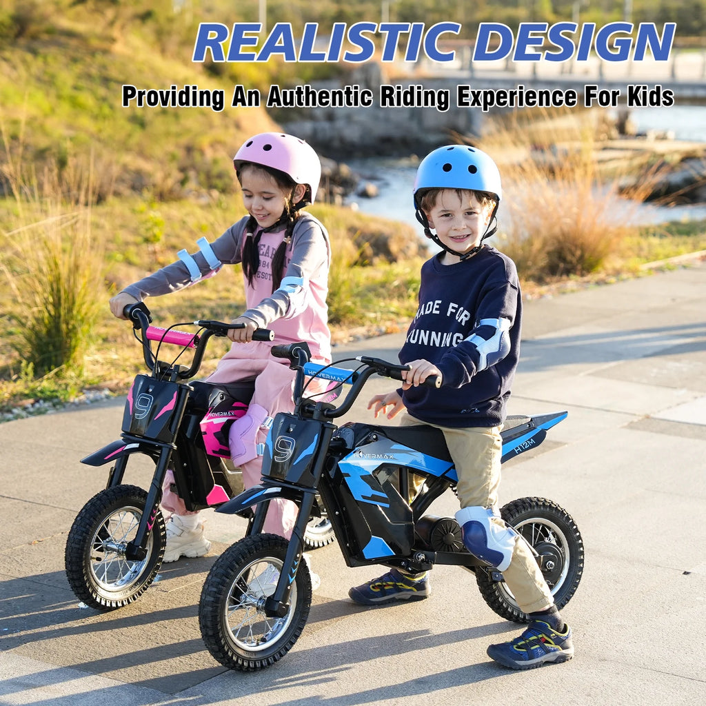 HOVERMAX H12M 36V Electric Dirt Bike, 300W Electric Motorcycle 15.5MPH Max Speed, Ride On Toys motocross for Kids Teens, Blue