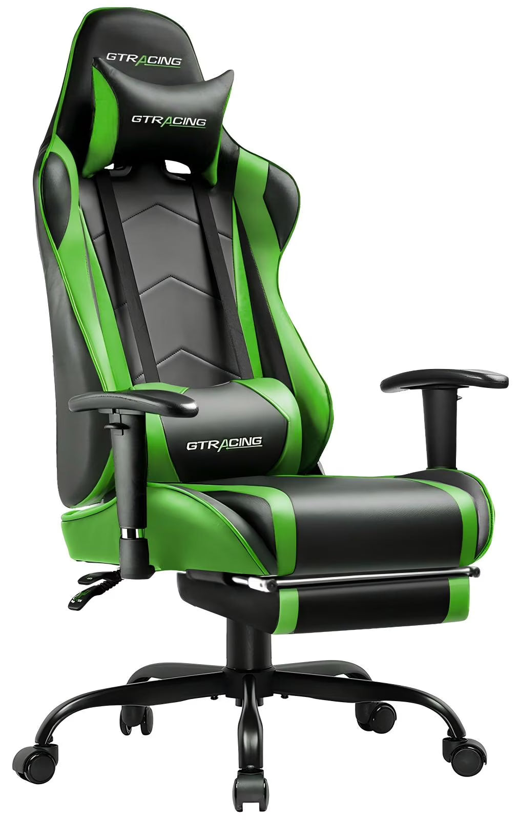 GTRACING Gaming Chair, Ergonomic Office Desk Chair with Lumbar Support, PU Leather, Footrest & Adjustable Headrest, Red