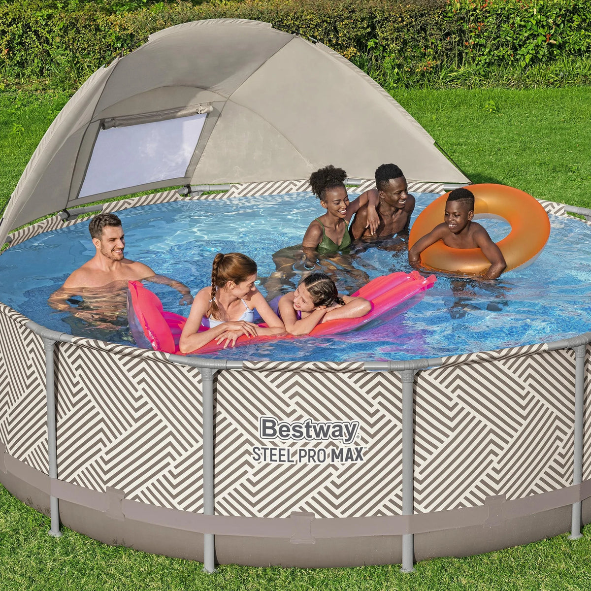 Open Box Bestway Steel Pro MAX 13' x 42" Pool Set with Canopy & Ladder