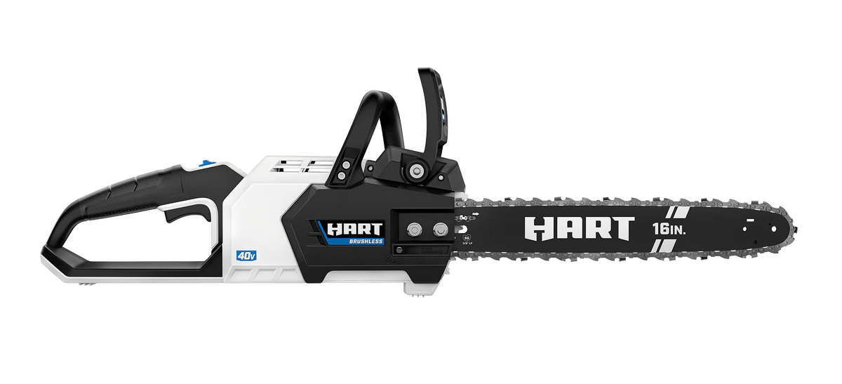 HART 40-Volt 16-inch SUPERCHARGE Battery-Powered Brushless Chainsaw Kit, (1) 4.0 Ah Lithium-Ion Battery