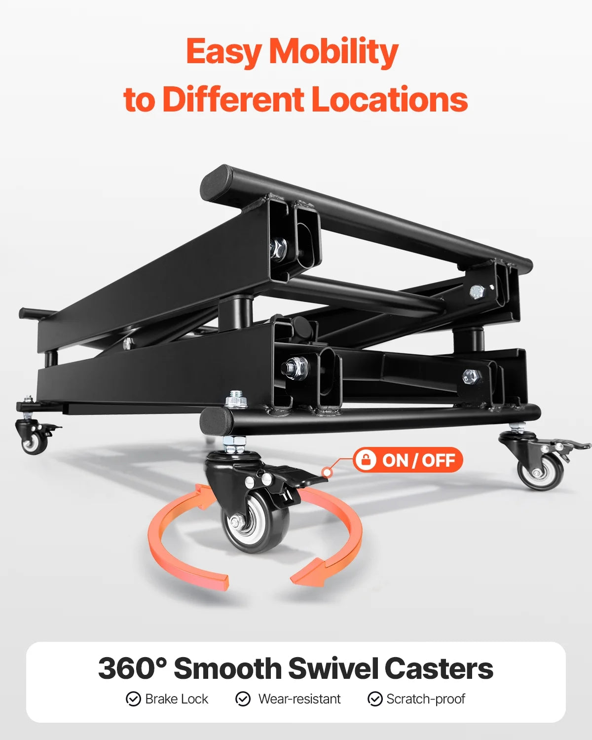 VEVOR Electric Lift Table, 330 lbs Capacity Single Scissor Lift Table, 8 - 28 in Height Adjustable Lifting Platform, Coffee Table lift with 4 Wheels, for Material Handling and Transportation, Black
