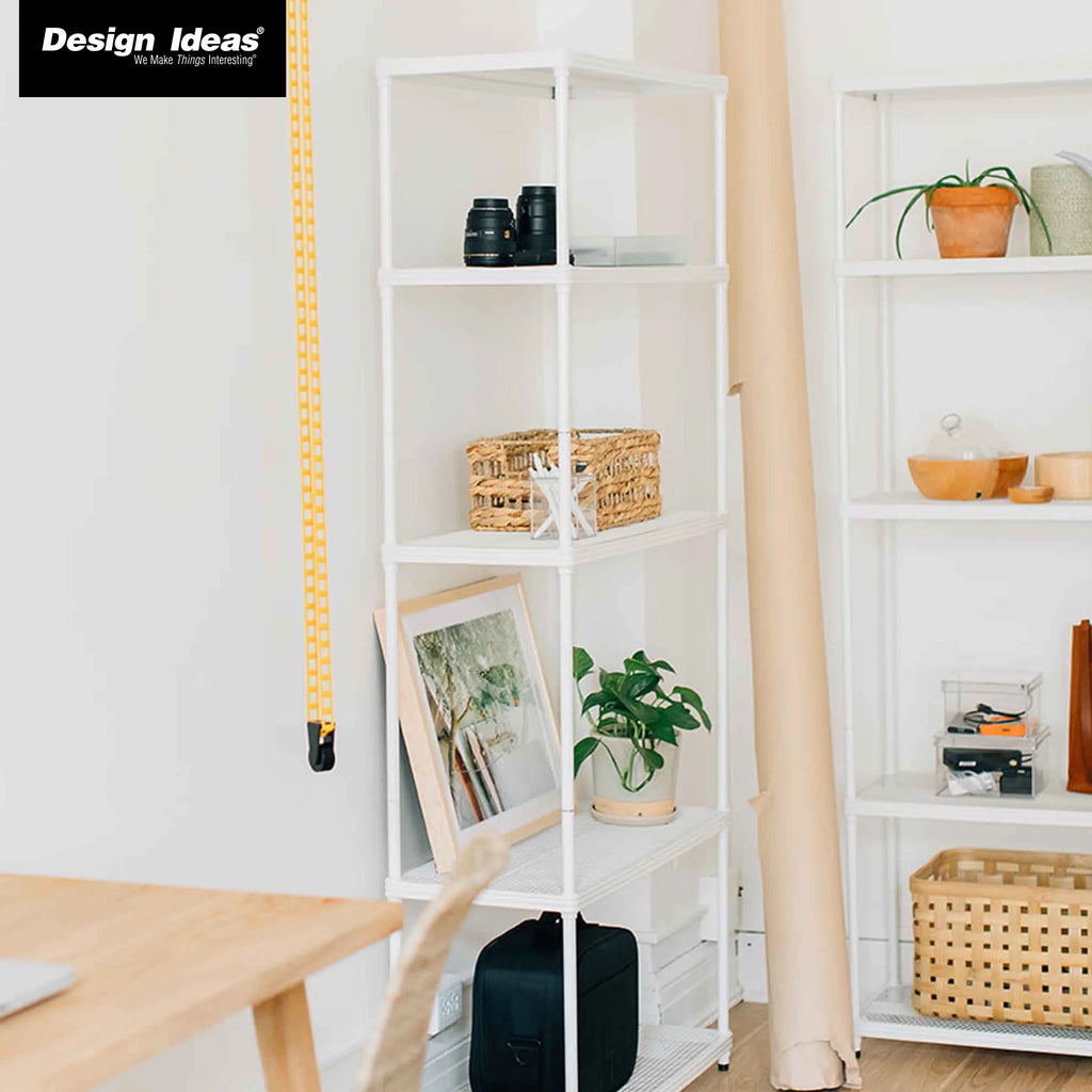 Design Ideas MeshWorks 5 Tier Steel Storage Shelving Unit Bookshelf, Green