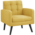 Smile Mart Modern Tufted Accent Arm Chair with Rubber Wood Leg for Living room, Yellow