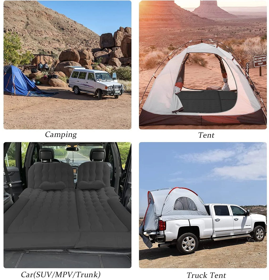 3 in 1 SUV Air Matterss | Car Mattress with Electric Air Pump-2 Support Fillers & 2 Pillows Fits SUV|MPV|Minivan for Road Trip Camping Black