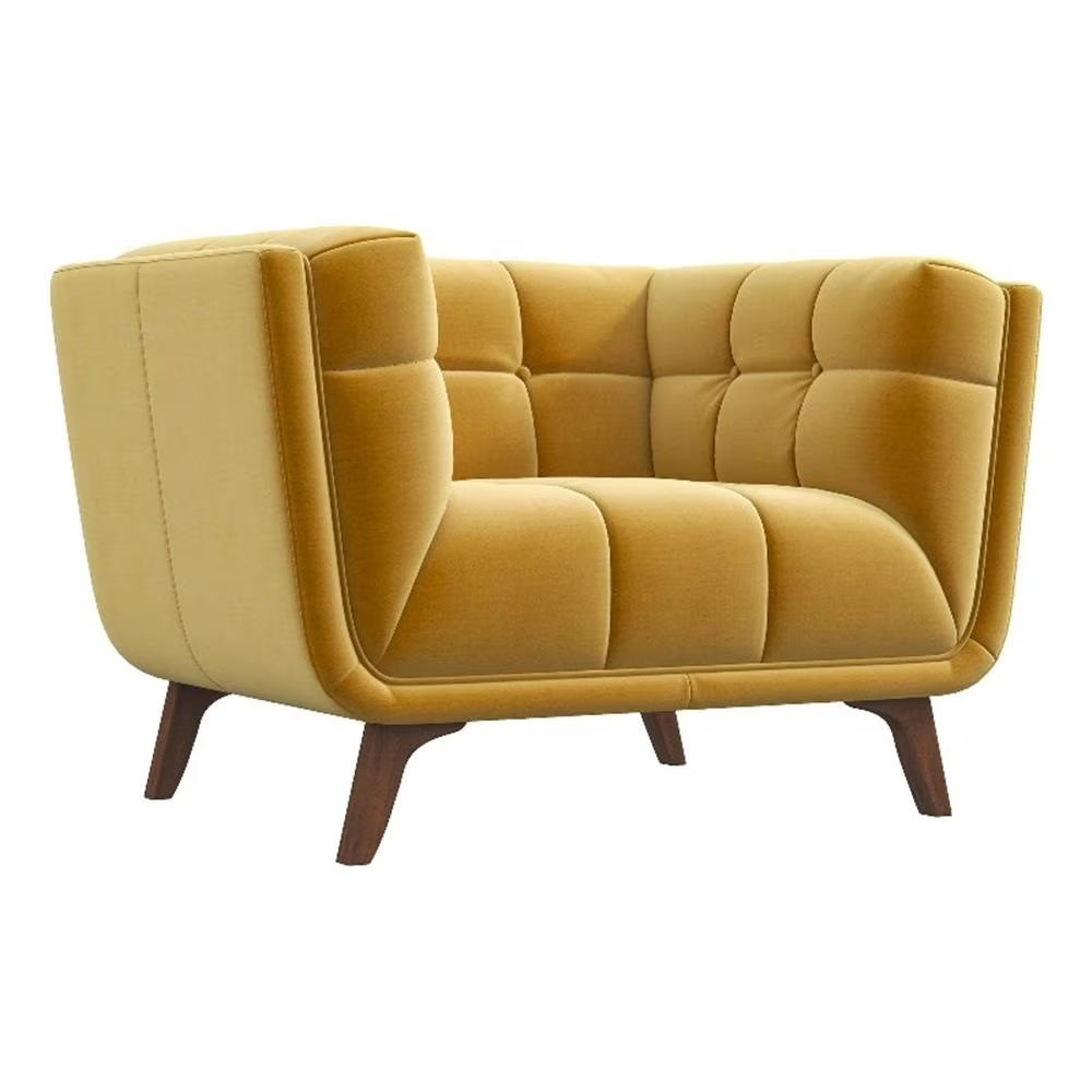 Allen Mid-Century Modern Velvet Upholstered Armchair in Blue