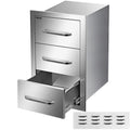 Outdoor Kitchen Drawers 16" W x 21.5" H x 18" D, Flush Mount Triple Access BBQ Drawers with Stainless Steel Handle, BBQ Island Drawers for Outdoor Kitchens or BBQ Island Patio Grill Station