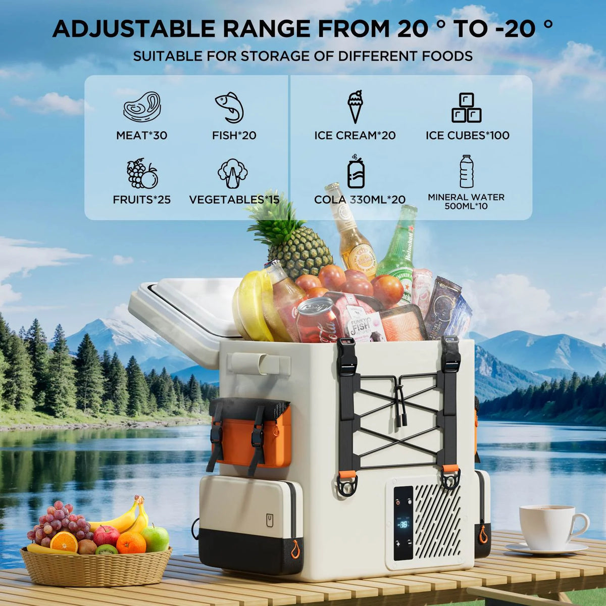 Litheli 16L Backpack Refrigerator,  55W Portable Electric Fridge Freezer Compressor Cooler for Fast Cooling Down to -4°F  with Ergonomic Backpack Design for Camping Car RV Home