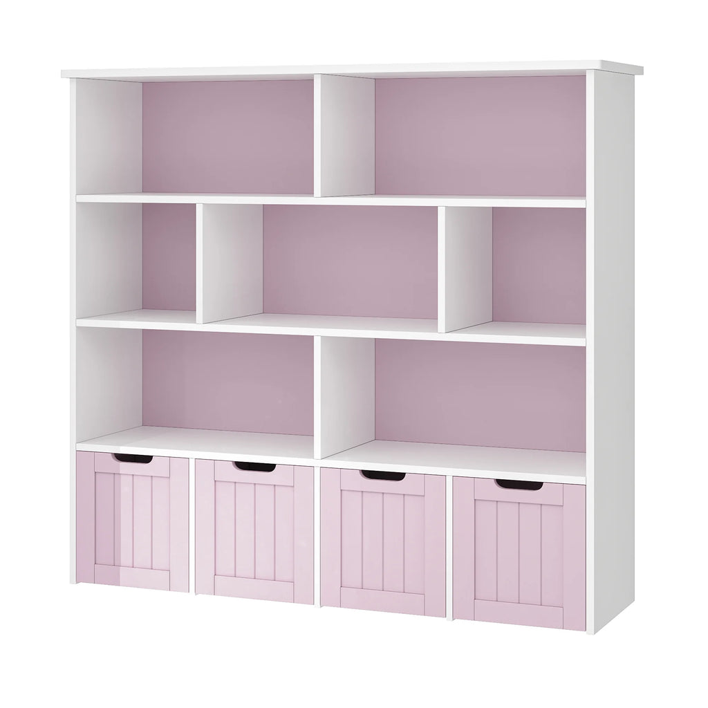 Homfa 7 Cube Toy Storage Organizer, Kids Geometric Bookcase and Bookshelf with 4 Drawers, White