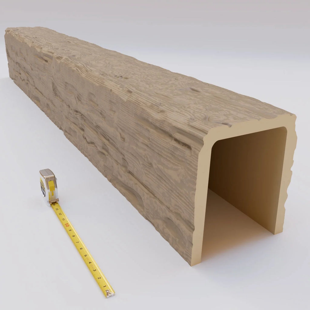 Ekena Millwork 3 1/2"W x 3 1/2"H x 120"L 3-Sided (U-Beam) Salvaged Timber HeritageTimber Faux Wood Ceiling Beam, Kona Brown