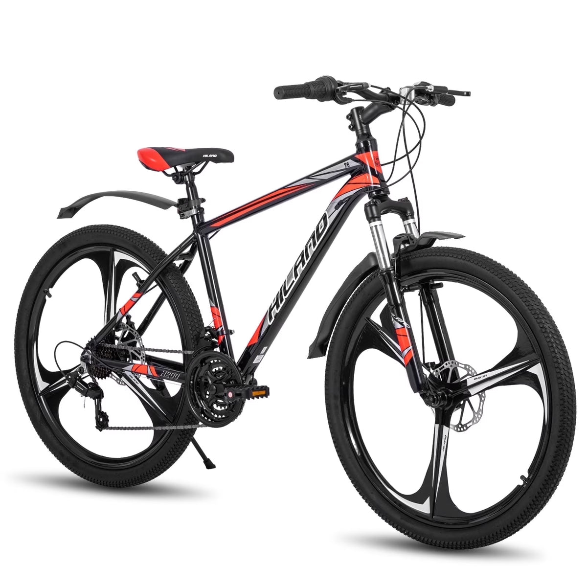 Hiland Mountain Bike, Multi-Spokes,Shimano 21 Speeds Drivetrain,Aluminum Frame 26 inch Wheels, Men's MTB Bicycle, White