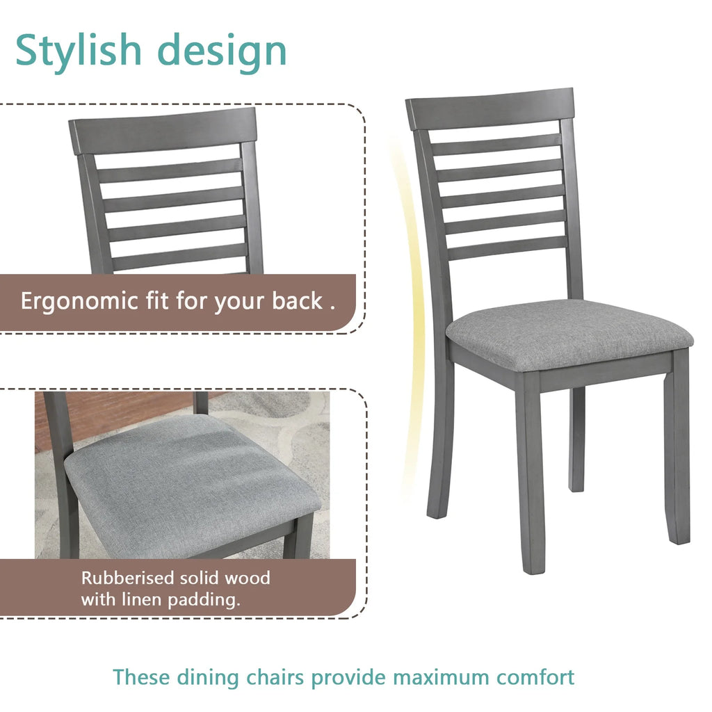 Sesslife 5 Piece Dining Set with One Rectangle Table and 4 Upholstered Chairs for 4 Persons, Dining Room Table Set for Small Place(Table+4 Chairs)