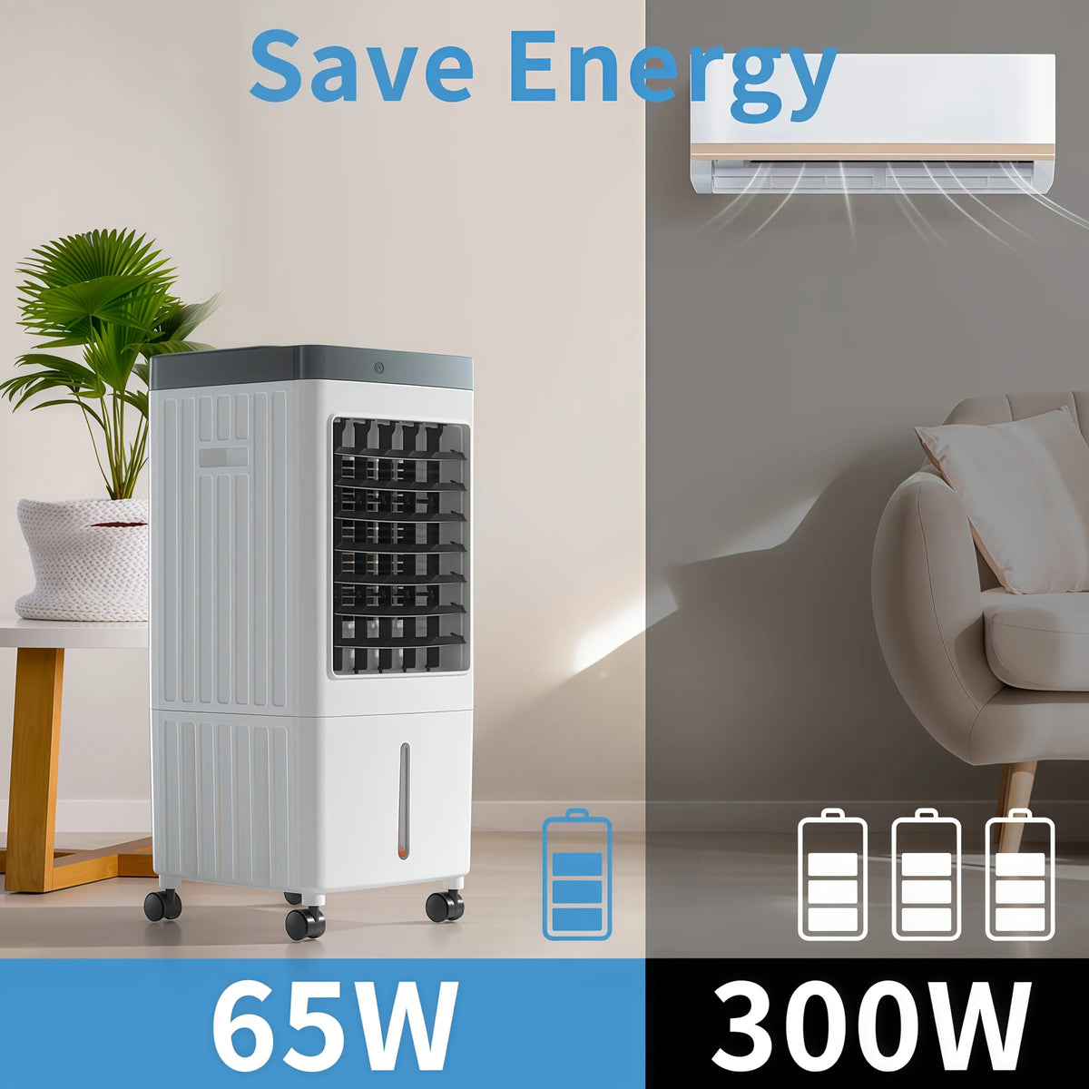 Portable Air Conditioners, Evaporative Air Cooler [40Hrs Lasting], Portable ac Unit w/ 2.6 Gal Water Tank & 3 Speeds, Personal Air Cooler with Remote, Fast Cooling Windowless Air Conditioner for Room