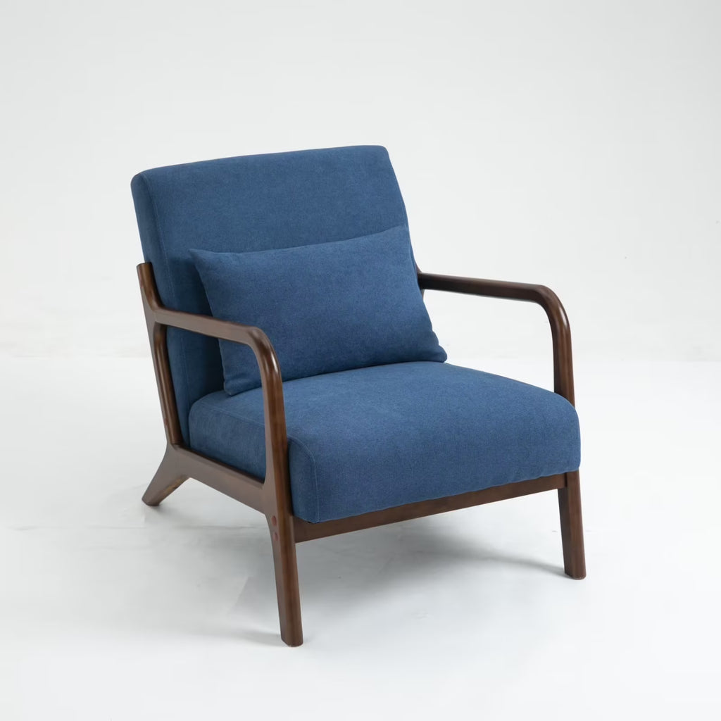 Modern Accent Chair, Upholstered Armchair with Wood Frame, Bronzing Cloth Single Sofa Chair with Lumbar Pillow for Living Room Bedroom Apartment, Orange