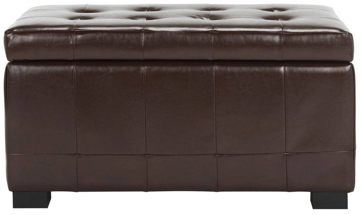 SAFAVIEH Small Manhattan Rustic Tufted Storage Bench, Brown