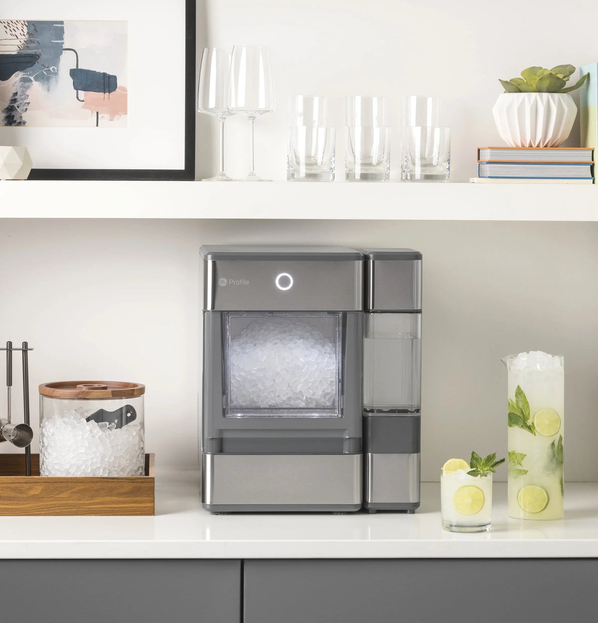 GE Profile Opal Nugget Ice Maker with Side Tank, Countertop Icemaker, Stainless Steel