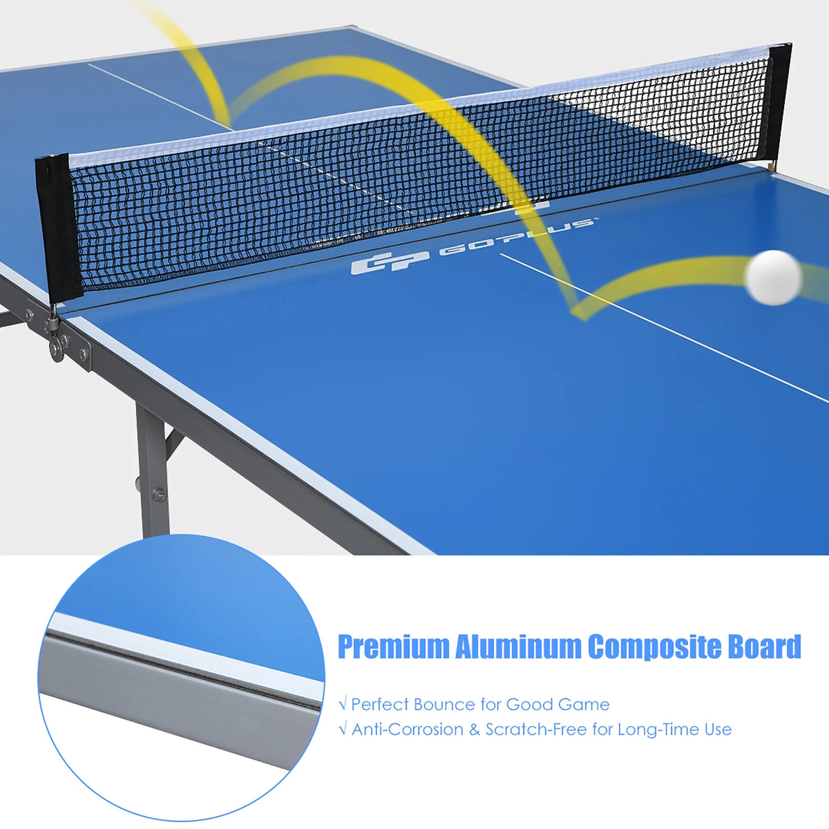 Goplus 6’x3’ Portable Tennis Ping Pong Folding Table w/Accessories Indoor Outdoor Game
