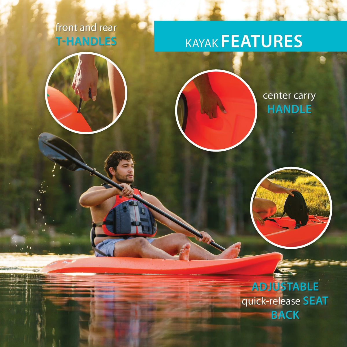 Lifetime Hydros 101 inch Sit-on-Top Kayak, Orange (90595)
