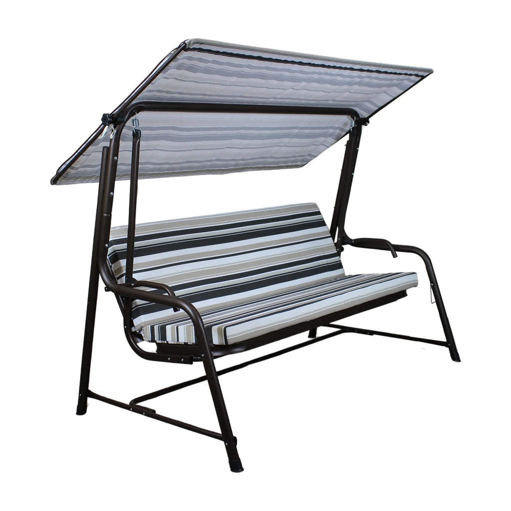 Made in Italy SUNJOY Outdoor Porch Swing, 2 Seat Patio Metal Swing with Adjustable Canopy